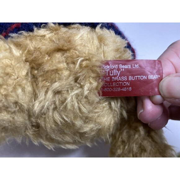 Vtg 1996Pickford Brass Button Bears TULLY Sweater Hat Cap Tousled Moveable Limbs - Picture 9 of 13
